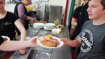 Theo Stucky de Quay leads from the front in the all day English breakfast lunch queue